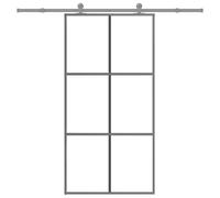 Sliding Door Black & Transparent ESG Glass Aluminum 102x205 cm Powder-kit Steel