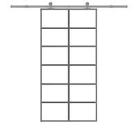 Sliding Door ESG Glass & Aluminum 102x205cm Transparent Black with Hardware Set