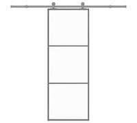 Sliding Door 76x205cm Transparent ESG Glass Black Aluminum Frame Powdercoat Kit