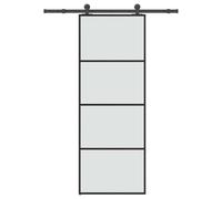 vidaXL Sliding Door with Hardware Set 76x205 cm ESG Glass&Aluminium