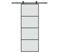Sliding door Black 76x205cm ESG glass & aluminium frame with hardware kit 100kg