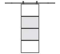 Sliding Door 76x205cm Black ESG Tempered Glass Aluminium Frame + Hardware Kit UK