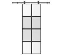 Sliding Door Black Matt/Transparent Tempered Glass Aluminium 76x205cm +Hardware