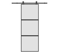 vidaXL Sliding Door with Hardware Set 76x205 cm Tempered Glass&Aluminium