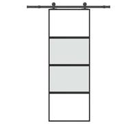 Sliding door Black 76x205cm ESG tempered glass aluminium frame + kit incl. rails
