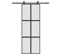 vidaXL Sliding Door with Hardware Set 76x205 cm Tempered Glass&Aluminium