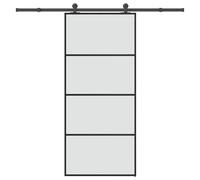 Sliding door Black 90x205cm ESG Glass Aluminium Matt with Hardware Complete Kit