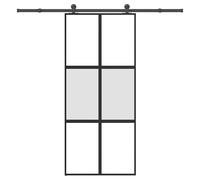Sliding door Black Matt 90x205cm Tempered Glass Aluminium Frame 5mm Soft-close.