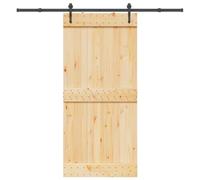 vidaXL Sliding Door with Hardware Set 95x210 cm Solid Wood Pine, Quiet & Smooth Sliding Barn Door for Interior Spaces - Bedroom, Kitchen, Garage