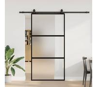 vidaXL Sliding Door with Hardware Set Black 102.5x205 cm Tempered Glass