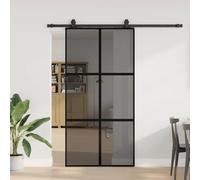 vidaXL Sliding Door with Hardware Set Black 102.5x205 cm Tempered Glass