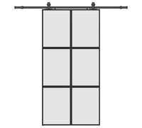 vidaXL Sliding Door with Hardware Set Black 102.5x205 cm Tempered Glass