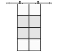 vidaXL Sliding Door with Hardware Set Black 102.5x205 cm Tempered Glass, Interior Door, Sliding barn Door, Interior Sliding Door