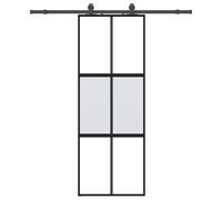 vidaXL Sliding Door with Hardware Set Black 76x205 cm Tempered Glass