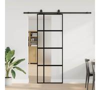 vidaXL Sliding Door with Hardware Set Black 76x205 cm Tempered Glass