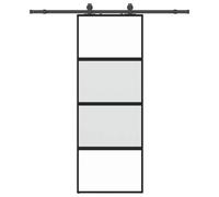 vidaXL Sliding Door with Hardware Set Black 76x205 cm Tempered Glass