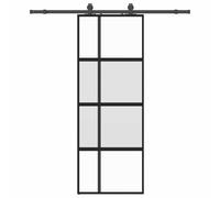 vidaXL Sliding Door with Hardware Set Black 76x205 cm Tempered Glass