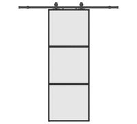 vidaXL Sliding Door with Hardware Set Black 76x205 cm Tempered Glass