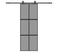 vidaXL Sliding Door with Hardware Set Black 76x205 cm Tempered Glass, Sliding Door on Rail