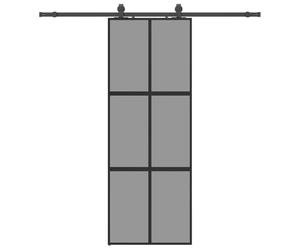 vidaXL Sliding Door with Hardware Set Black 76x205 cm Tempered Glass, Sliding Door on Rail