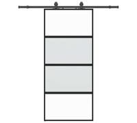 vidaXL Sliding Door with Hardware Set Black 90x205 cm Tempered Glass
