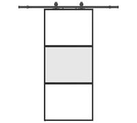 vidaXL Sliding Door with Hardware Set Black 90x205 cm Tempered Glass