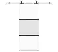 vidaXL Sliding Door with Hardware Set Black 90x205 cm Tempered Glass