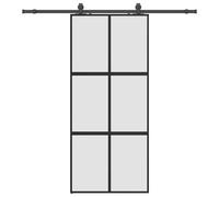 vidaXL Sliding Door with Hardware Set Black 90x205 cm Tempered Glass