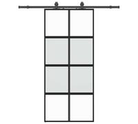 vidaXL Sliding Door with Hardware Set Black 90x205 cm Tempered Glass