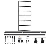 vidaXL Sliding Door with Hardware Set Home Indoor Building Materials Modern Design Sliding Door System Gate Track Kit ESG Glass&Aluminium