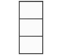vidaXL Sliding Door, Transparent ESG Glass, Aluminium Frame, Barn Door for Home Living Room, Soft Stop, Black, 90 x 205 cm, 5 mm Glass Thickness, 24.03 kg, Assembly Kit Included