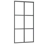 vidaXL Sliding Door with Transparent ESG Glass and Black Aluminium Frame - 102x205cm - Noiseless Opening and Closing Mechanism - Suitable for Modern Interior - Easy Assembly