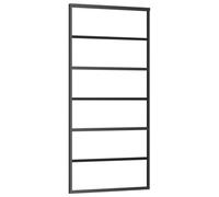 vidaXL Sliding Door, Barn Door for Home Internal Living Room, Sliding Door Panel with Assembly Kit, Sliding Gate, ESG Glass and Aluminium Black