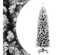 Vidaxl Slim Artificial Christmas Tree With Flocked Snow Green 150 Cm Pvc