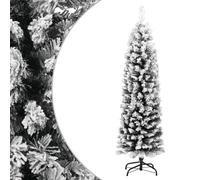 vidaXL Slim Artificial Christmas Tree with Flocked Snow Green 150 cm PVC Deco