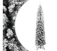 vidaXL Slim Artificial Christmas Tree with Flocked Snow Green PVC Xmas Tree