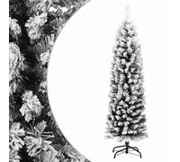 vidaXL Slim Artificial Christmas Tree with Flocked Snow Green 150 cm PVC Deco