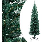 vidaXL Slim Artificial Christmas Tree with Stand Holiday Decoration Christmas Tree Xmas Tree Holiday Celebration Set 120 cm PVC Green