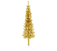Vidaxl Slim Artificial Half Christmas Tree With Stand Gold 150 Cm, Gold