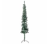 vidaXL Slim Artificial Half Christmas Tree - Wall-Placed Space-Saving Christmas Decoration - Green PVC Foliage and Sturdy Steel Stand - 150 cm Tall