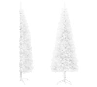 vidaXL Slim Artificial Half Christmas Tree with Stand Holiday Ornament Christmas Decoration Slim Xmas Tree Holiday Decoration White, 210 x 56 cm