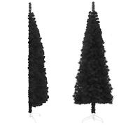 vidaXL Slim Artificial Half Christmas Tree with Stand Holiday Ornament Christmas Decoration Slim Xmas Tree Holiday Decoration Black 180 cm