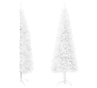 vidaXL Slim Artificial Half Christmas Tree with Stand Holiday Ornament Christmas Decoration Slim Xmas Tree Holiday Decoration White 150 cm