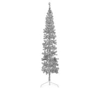 vidaXL Slim Artificial Half Christmas Tree with Stand Christmas Decoration Seasonal Ornament Holiday Decoration Half Xmas Tree Silver 240 cm