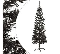 vidaXL Slim Black Christmas Tree with Adjustable Branches and Steel Stand, 150 cm Tall - Ideal for Unconventional Christmas Decoration