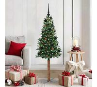Vidaxl Slim Christmas Tree Green 150 Cm Pvc And Solid Pine Wood