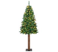 Vidaxl Slim Christmas Tree Green 210 Cm Pvc And Solid Pine Wood