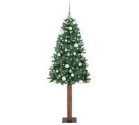 vidaXL Slim Christmas Tree with 300 LEDs with Stand Green 180 cm PVC, Modern Christmas Tree, Slim Design, LED Lighting, Indoor Decor, Contemporary Ornament, Seasonal Holiday Display, Minimalist