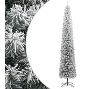 vidaXL Lifelike Slim Christmas Tree 300 cm PVC with Sturdy Metal Stand and Flocked Snow - Ideal Choice for Small Spaces