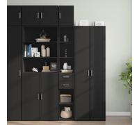 vidaXL Slim Storage Cabinet Black 30x42.5x225 cm Engineered Wood